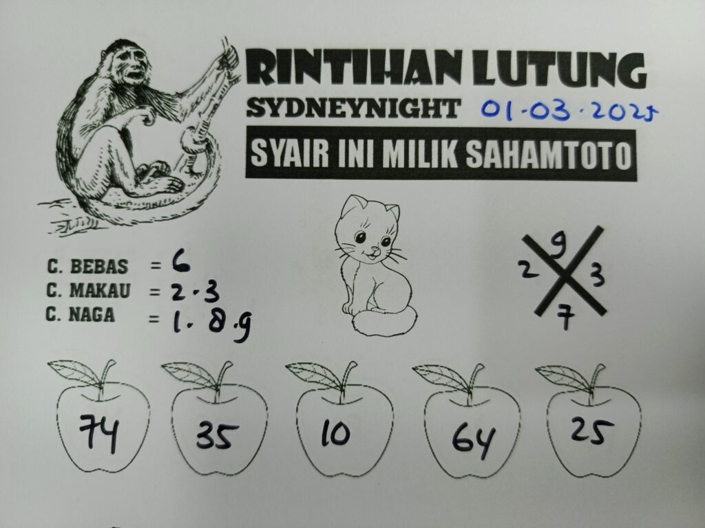 Syair Rintihan Lutung SYDNEY Night Jumat 01 Maret 2025