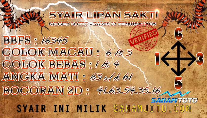 Syair Lipan Sakti Sydney Lotto Kamis 27 Februari 2025