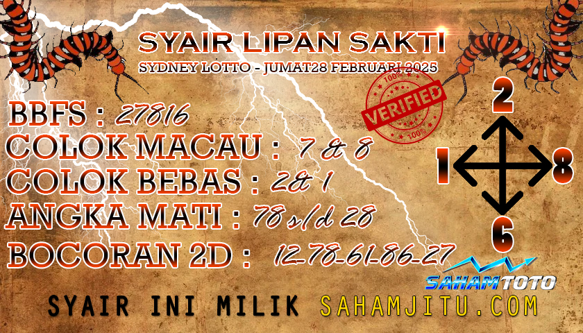 Syair Lipan Sakti SYDNEY Lotto Jumat 28 Februari 2025