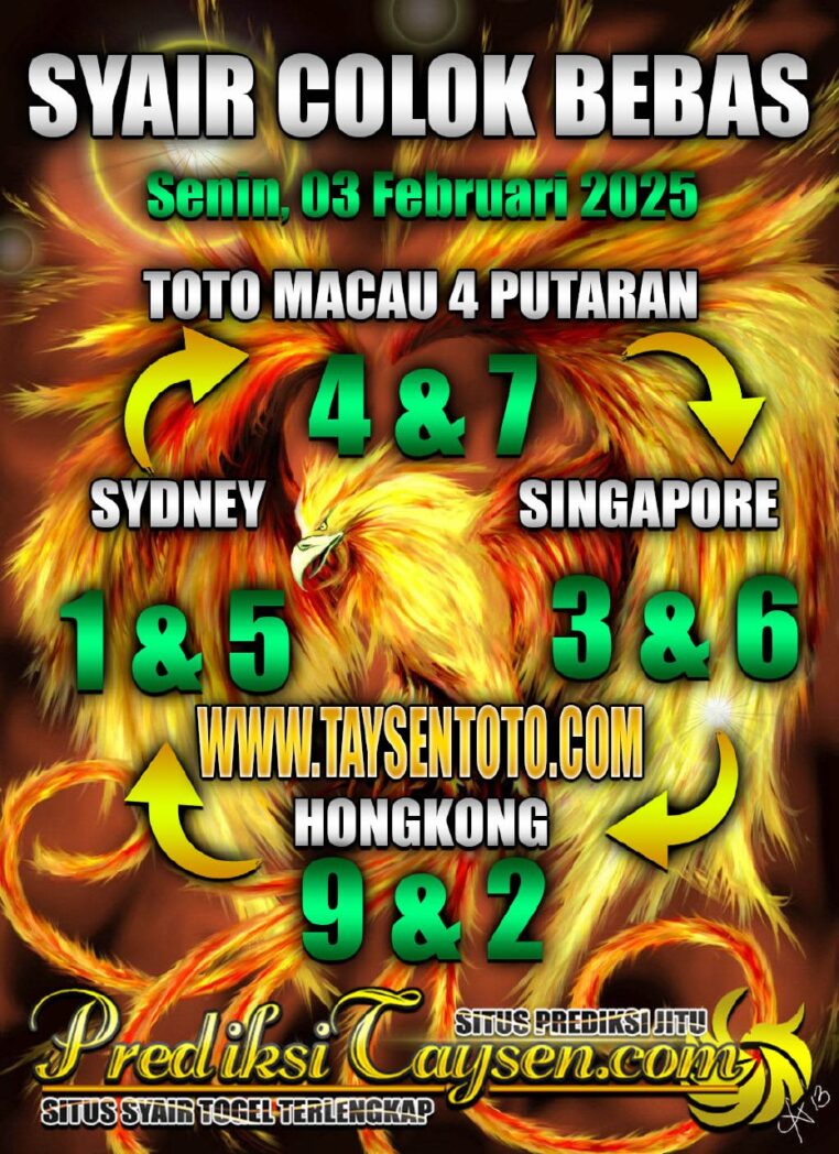 Syair Colok Bebas Toto Macau hari ini Senin, 03 Februari Februari 2024