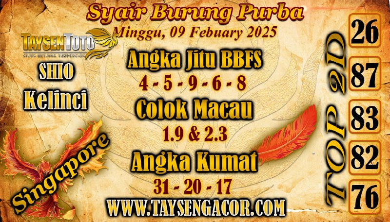 Syair Burung Purba SGP Hari Minggu, 09 Februari 2025