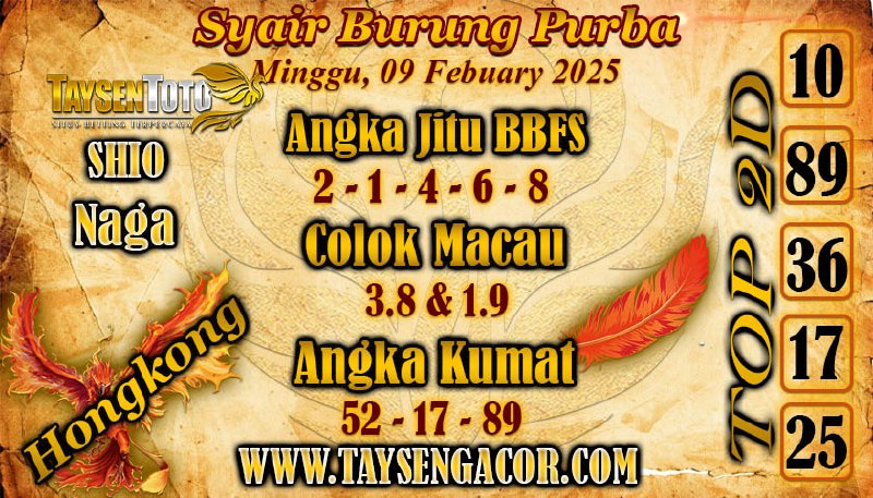 Syair Burung Purba HK Hari Minggu, 09 Februari 2025