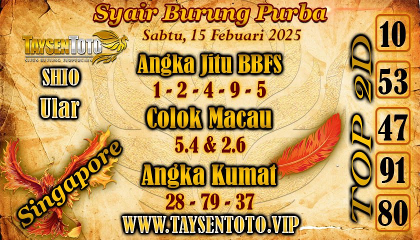 Syair Burung Purba SGP Hari Sabtu, 15 Februari 2025