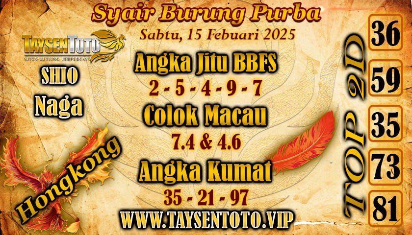 Syair Burung Purba HK Hari Sabtu, 15 Februari 2025