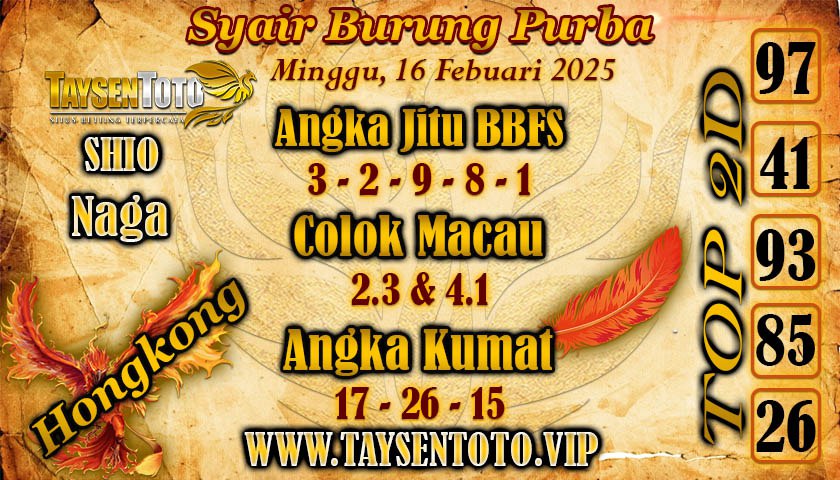 Syair Burung Purba HK Hari Minggu, 16 Februari 2025