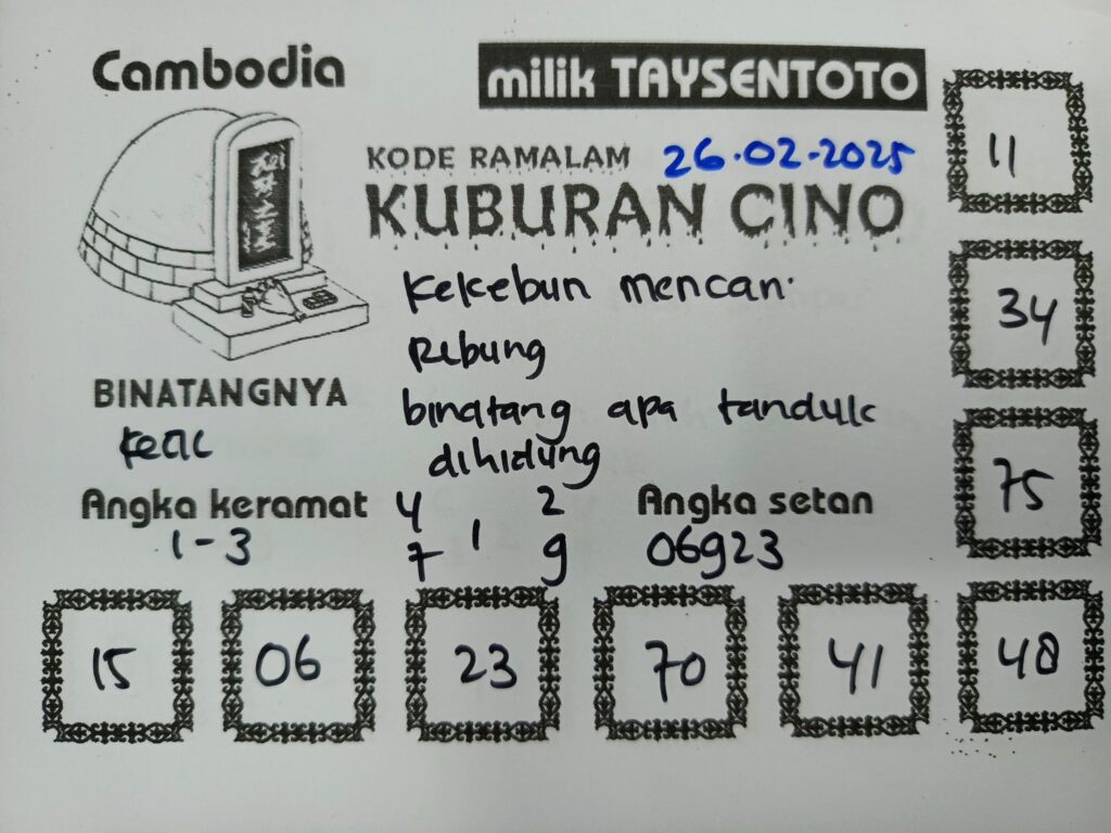 Syair Kuburan Cino Cambodia Hari Ini Rabu, 26 Februari 2025