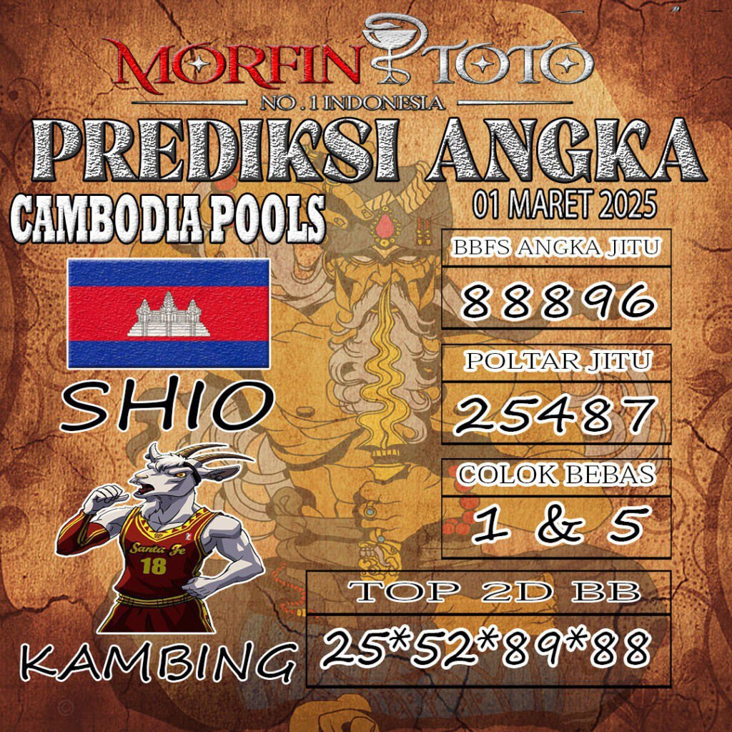 Syair Prediksi Cambodia Hari Ini Sabtu, 01 Maret 2025