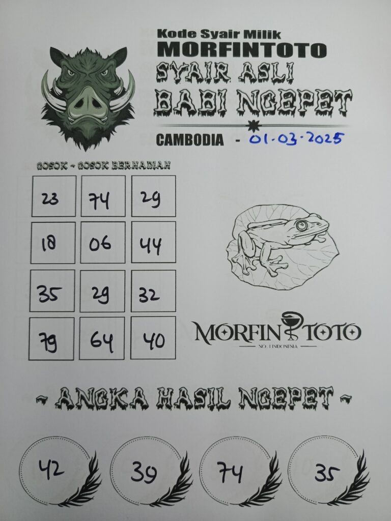 Syair Babii Ngepet Cambodia Hari Ini Sabtu, 01 Maret 2025