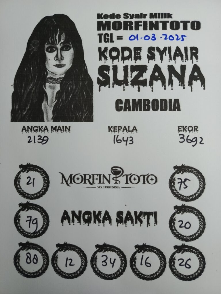 Syair Suzana Cambodia Hari Ini Sabtu, 01 Maret 2025