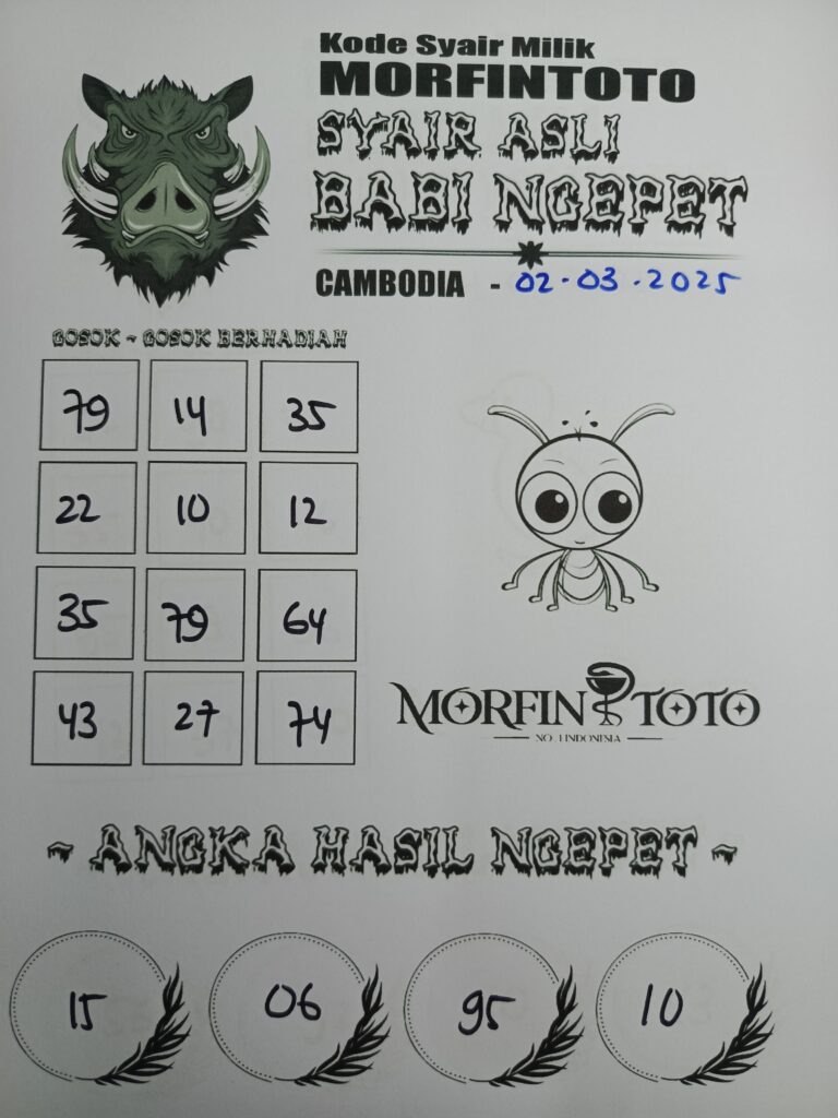 Syair Babii Ngepet Cambodia Hari Ini Minggu, 02 Maret 2025