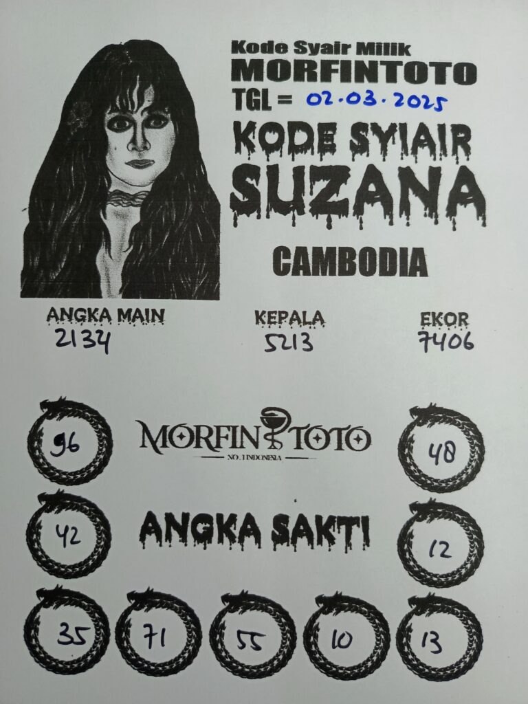 Syair Suzana Cambodia Hari Ini Minggu, 02 Maret 2025