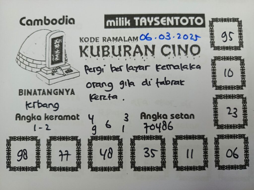 Syair Kuburan Cino Cambodia Hari Ini Kamis, 06 Maret 2025