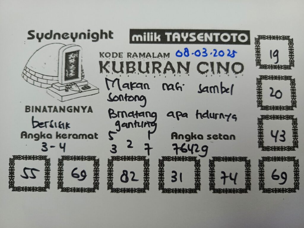 Syair Kuburan Cino SydneyNight Hari ini Sabtu, 08 Maret 2025