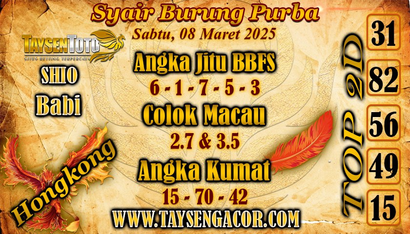 Syair Burung Purba HK Hari Sabtu, 08 Maret 2025