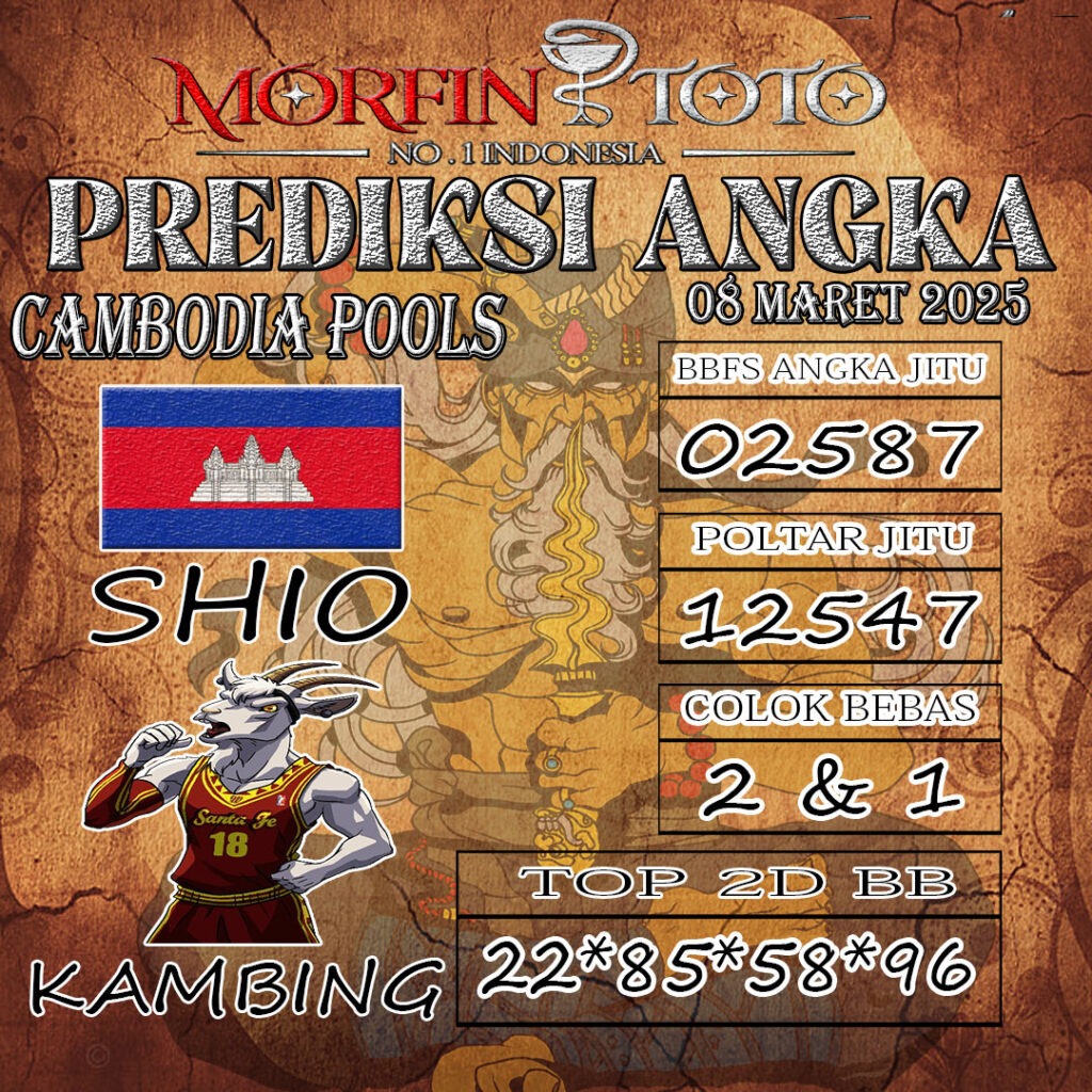 Syair Prediksi Cambodia Hari Ini Sabtu, 08 Maret 2025