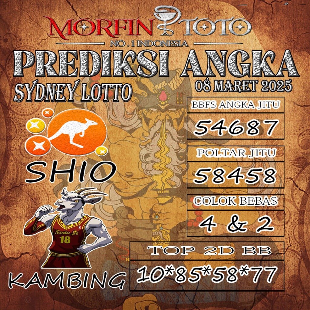 Syair Prediksi Angka Sydney Hari ini Sabtu, 08 Maret 2025