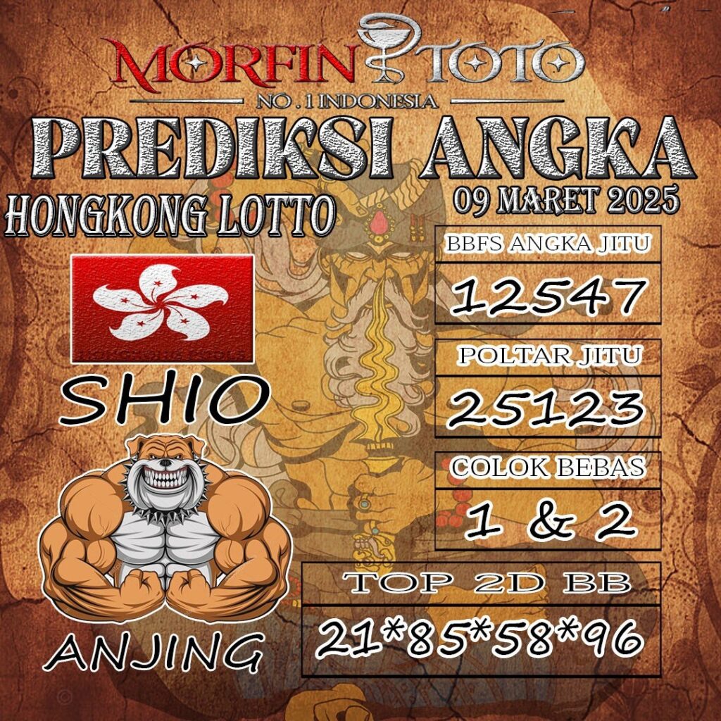 Syair Prediksi Angka Hongkong lotto hari ini Minggu, 09 Maret 2025