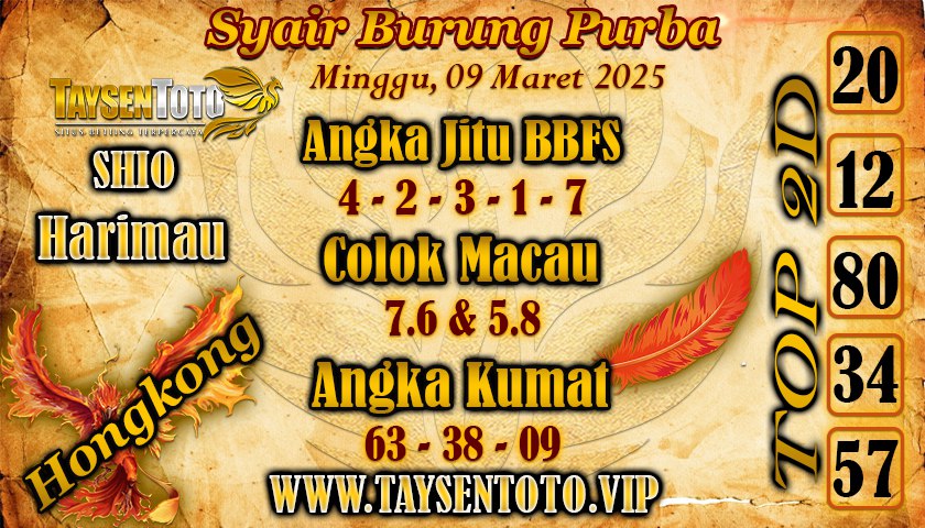 Syair Burung Purba HK Hari Minggu, 09 Maret 2025