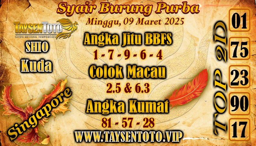 Syair Burung Purba SGP Hari Minggu, 09 Maret 2025