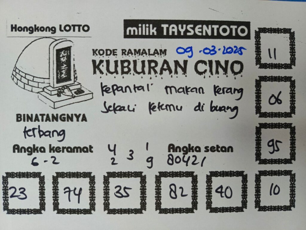 Syair Kuburan Cino HK Hari Minggu, 09 Maret 2025