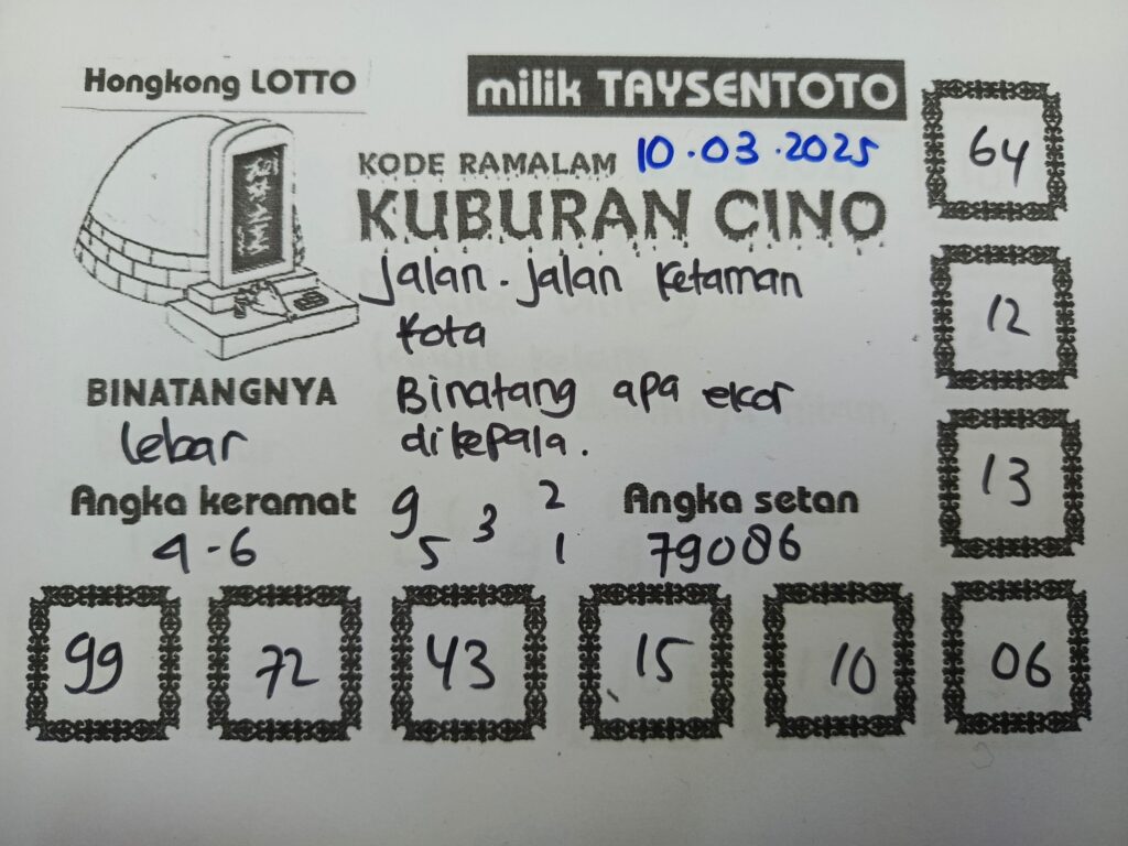 Syair Kuburan Cino HK Hari Senin, 10 Maret 2025