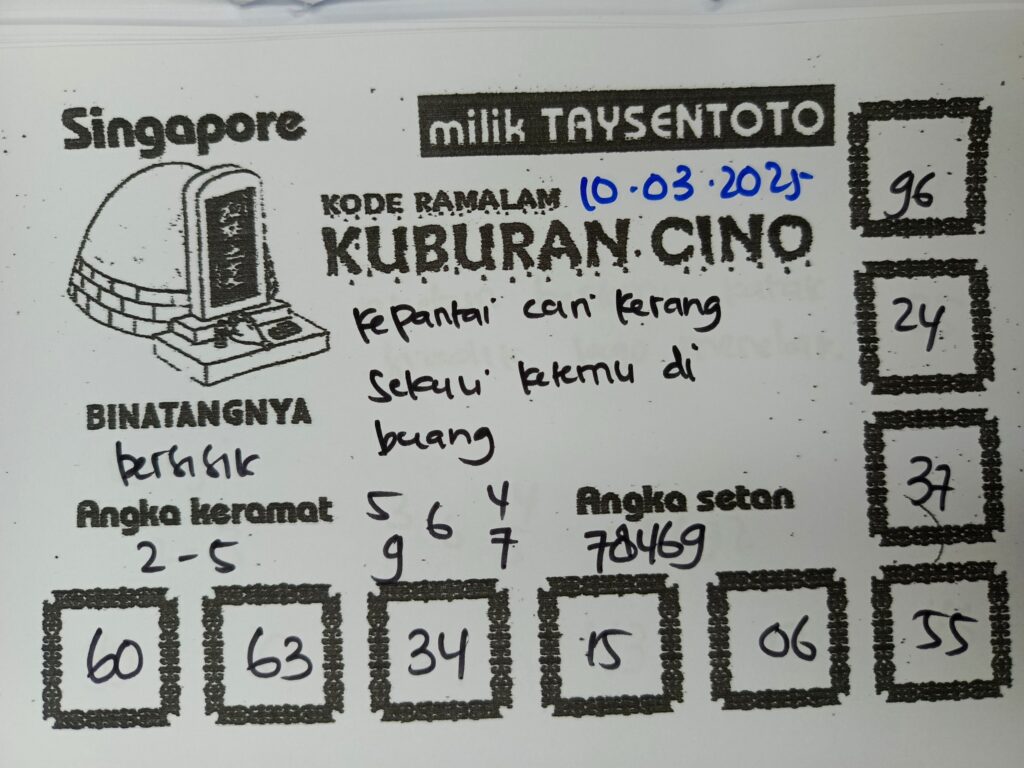 Syair Kuburan Cino SGP Hari ini Senin, 10 Maret 2025