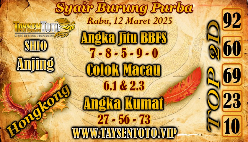 Syair Burung Purba HK Hari Rabu, 12 Maret 2025