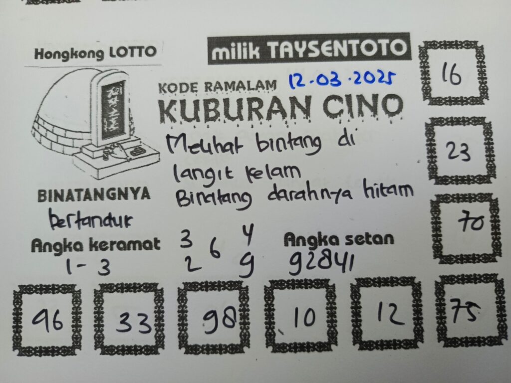 Syair Kuburan Cino HK Hari Rabu, 12 Maret 2025