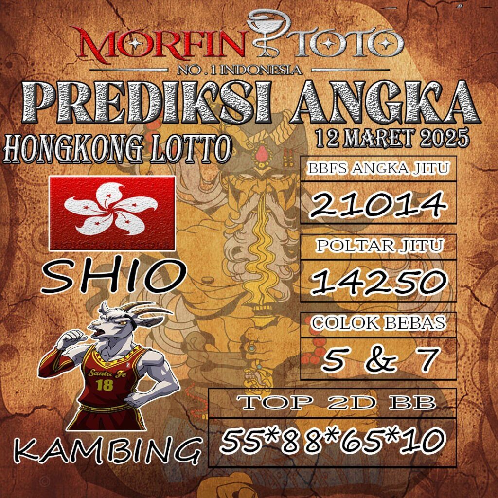 Syair Prediksi Angka Hongkong lotto hari ini Rabu, 12 Maret 2025