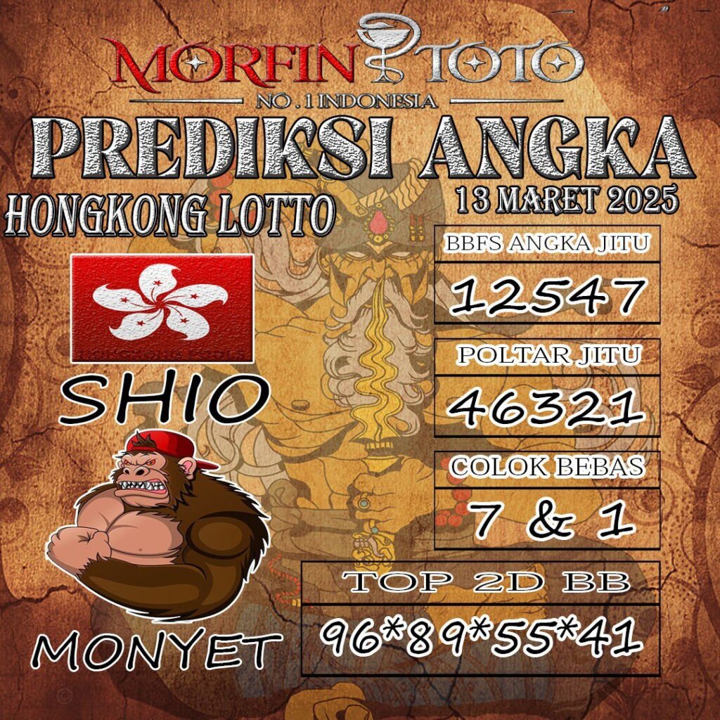 Syair Prediksi Angka Hongkong lotto hari ini Kamis, 13 Maret 2025