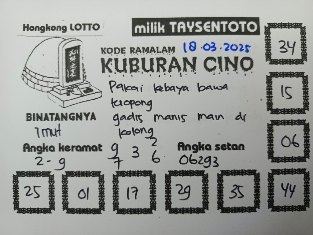 Syair Kuburan Cino HK Hari Selasa, 18 Maret 2025