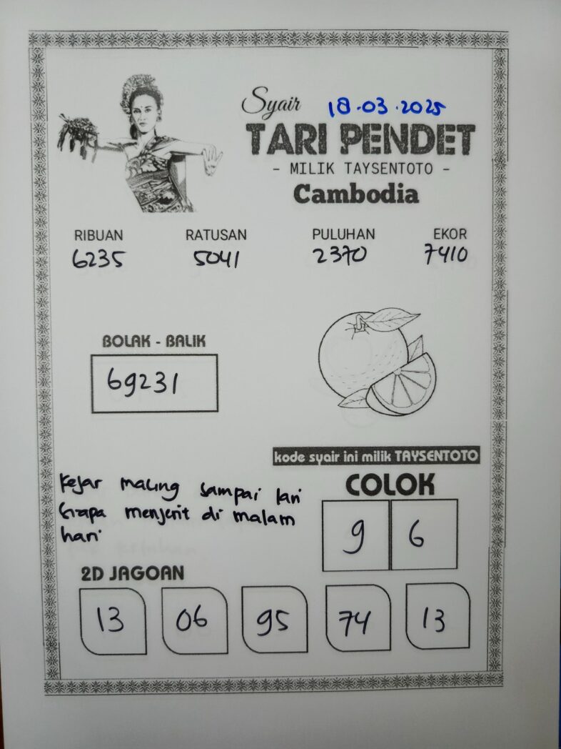 Syair Tari Pendet Cambodia Hari Ini Selasa, 18 Maret 2025