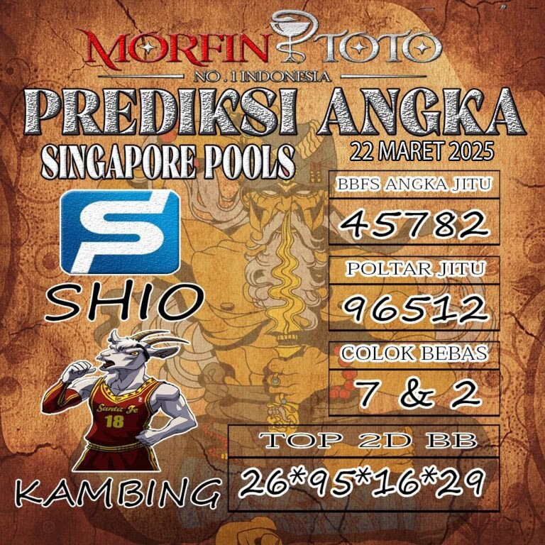 Syair Prediksi SGP hari ini Sabtu, 22 Maret 2025