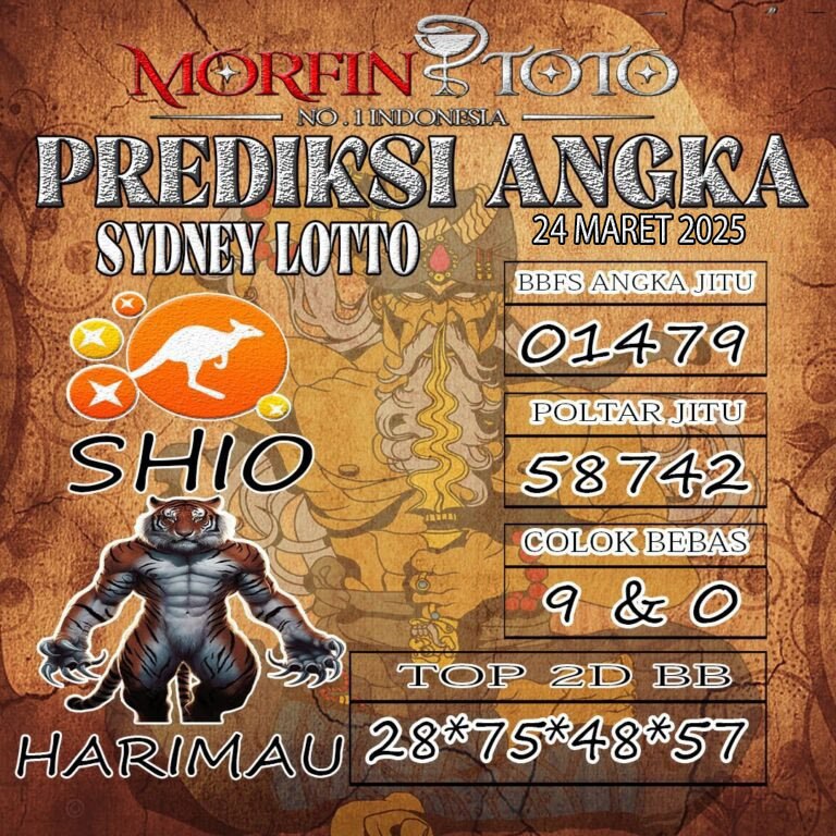 Syair Prediksi Angka Sydney Hari ini Senin, 24 Maret 2025