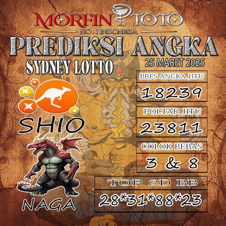 Syair Prediksi Angka Sydney Hari ini Selasa, 25 Maret 2025