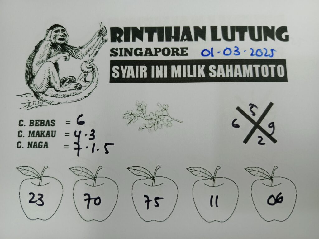 Syair Rintihan Lutung Singapore Pools Sabtu 01 Maret 2025