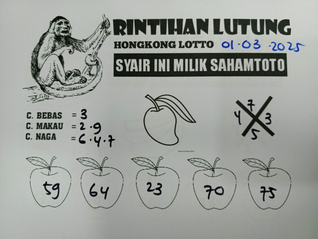 Syair Rintihan Lutung Hongkong Lotto Sabtu 01 Maret 2025