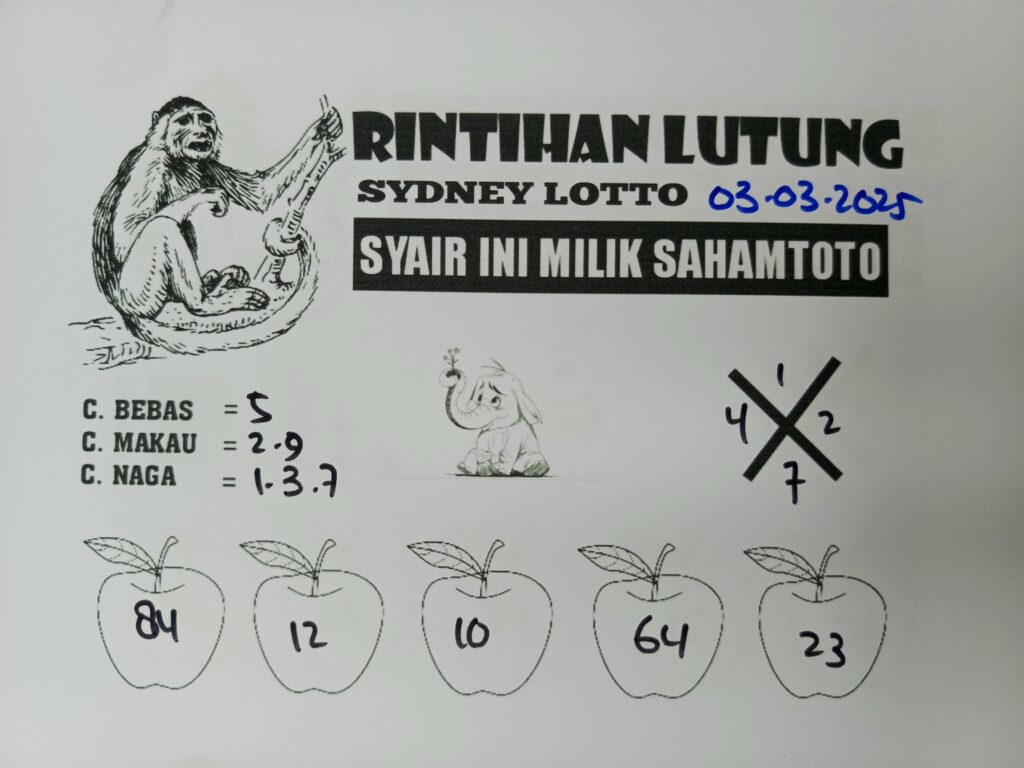 Syair Rintihan Lutung SYDNEY Lotto Senin 03 Maret 2025