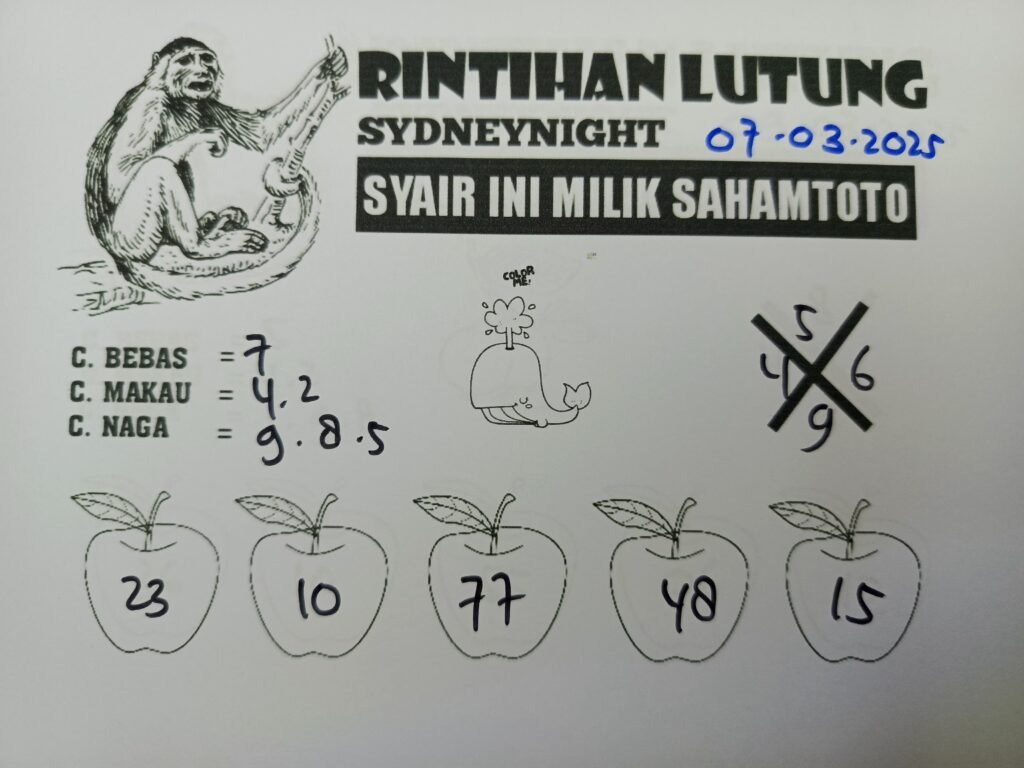 Syair Rintihan Lutung Sydney Night Jumat 07  Maret 2025