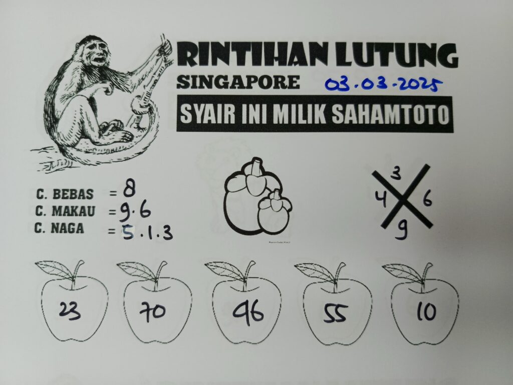 Syair Rintihan Lutung Singapore Pools Senin 03  Maret 2025