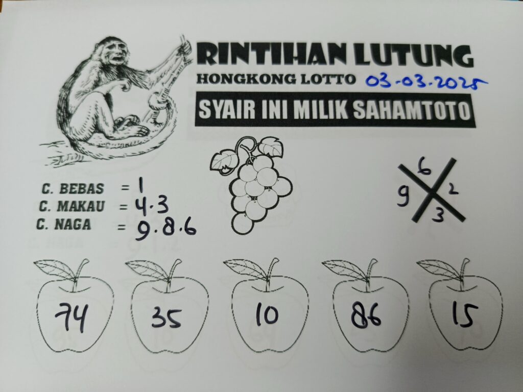 Syair Rintihan Lutung Hongkong Lotto Senin 03 Maret 2025