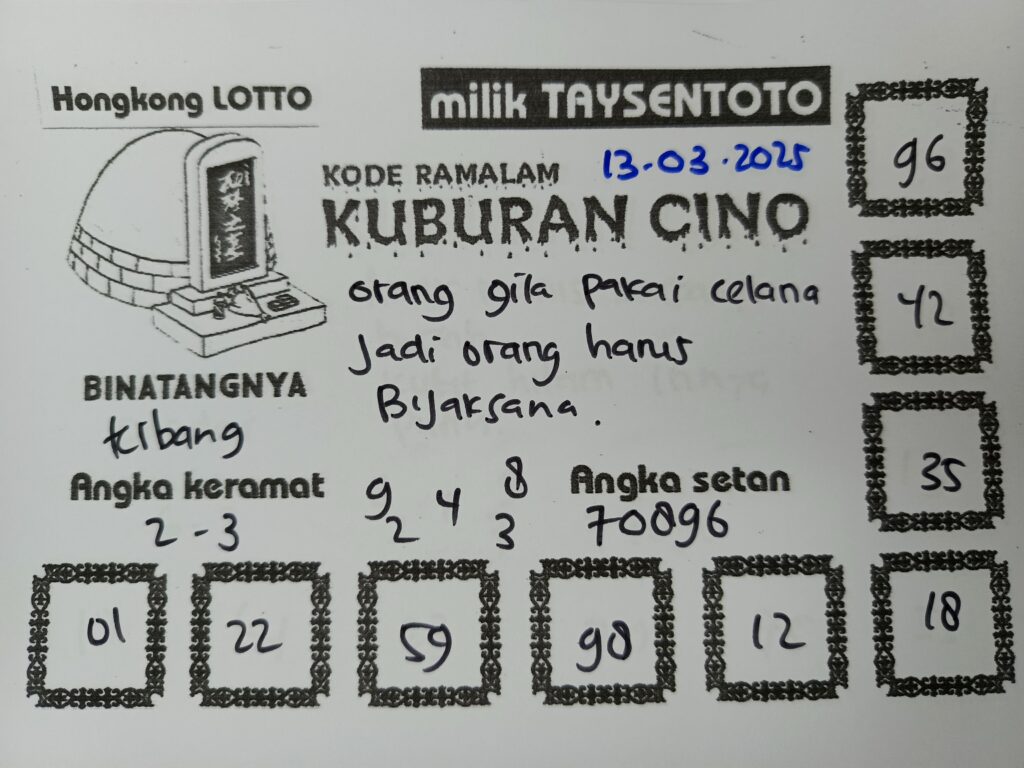 Syair Kuburan Cino HK Hari Kamis, 13 Maret 2025