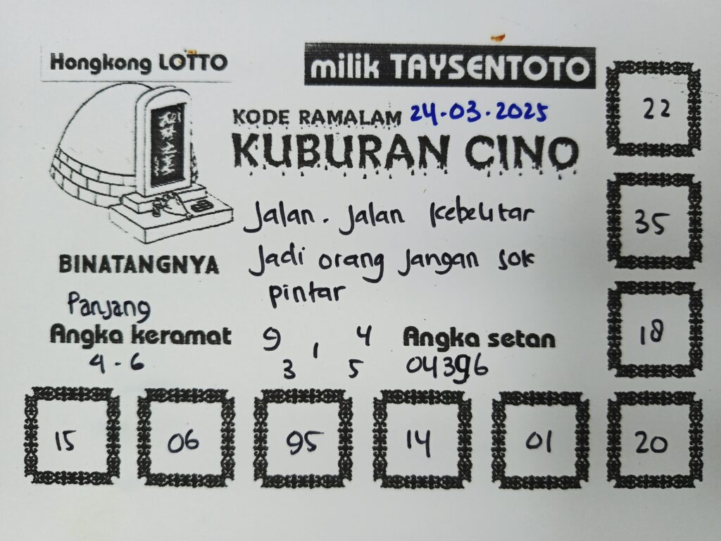 Syair Kuburan Cino HK Hari Senin, 24 Maret 2025