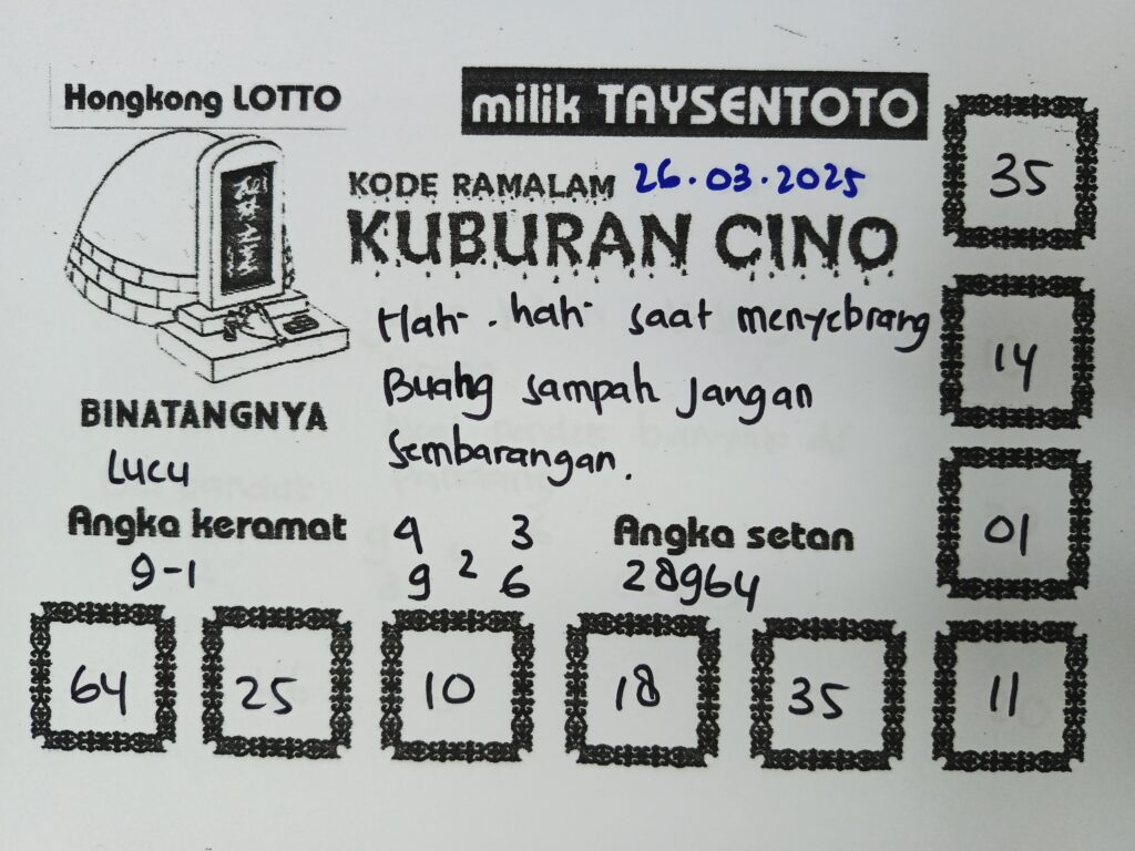 Syair Kuburan Cino HK Hari Rabu, 26 Maret 2025