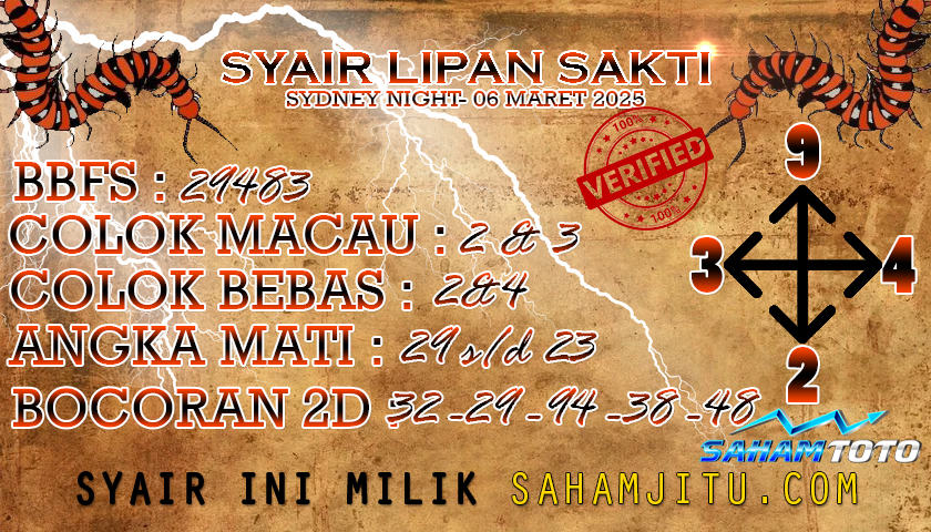 Syair Lipan Sakti Sydney Night Kamis 06 Maret 2025