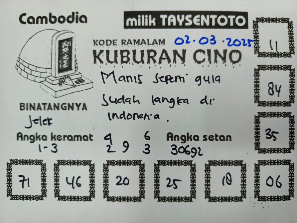 Syair Kuburan Cino Cambodia Hari Ini Minggu, 02 Maret 2025