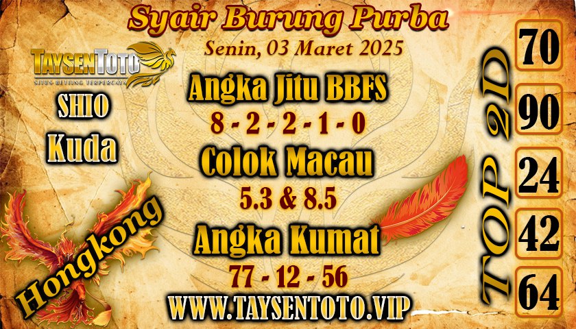 Syair Burung Purba HK Hari Senin, 03 Maret 2025