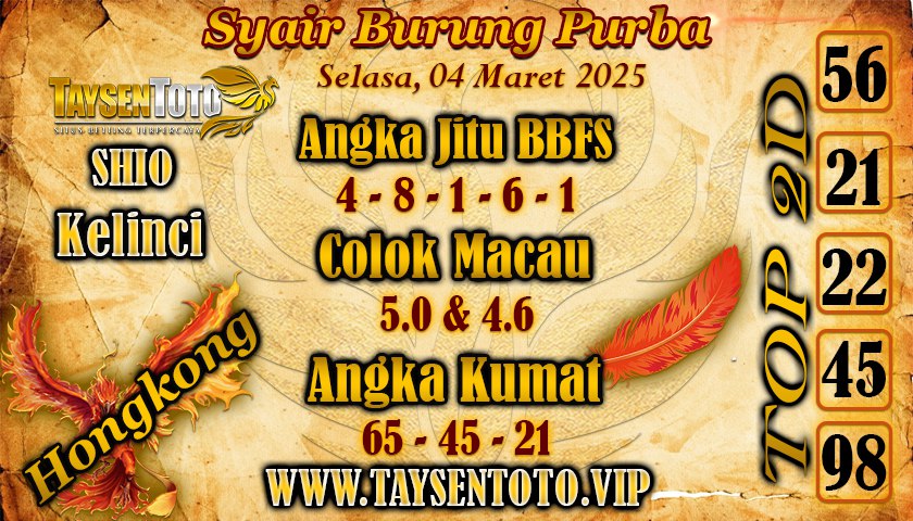 Syair Burung Purba HK Hari Selasa, 04 Maret 2025