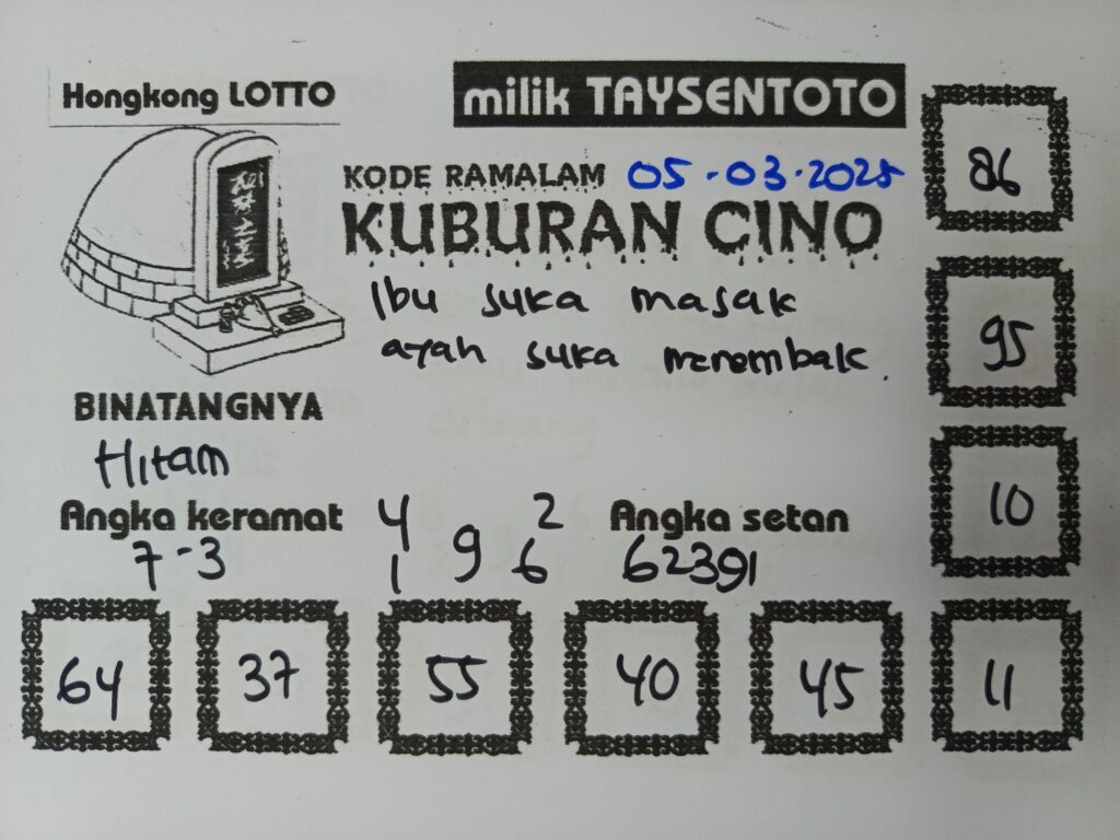 Syair Kuburan Cino HK Hari Rabu, 05 Maret 2025