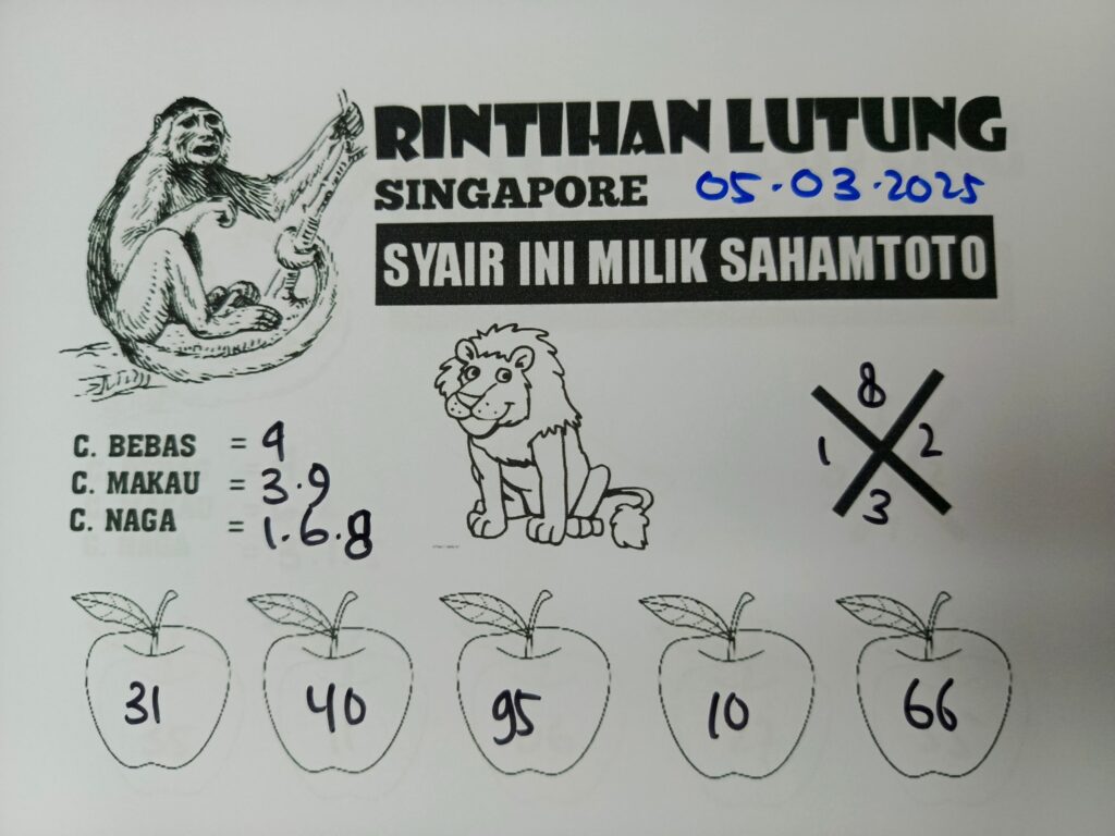 Syair Rintihan Lutung Singapore Pools Rabu 05 Maret 2025